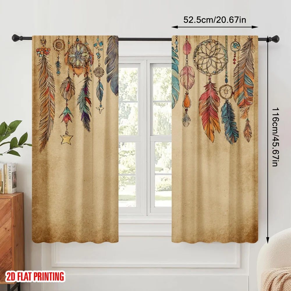 2pcs,2D plane printing Print Curtains DreamCatchers Durable Polyester (without rod) Versatile All Ldeal for Living Room,