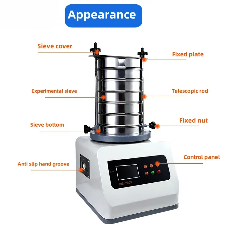 Adjustable Amplitude Sample Electromagnetic 200mm Vibrating Sieve Shaker Machine Laboratory Test Sieve Shaker For Food