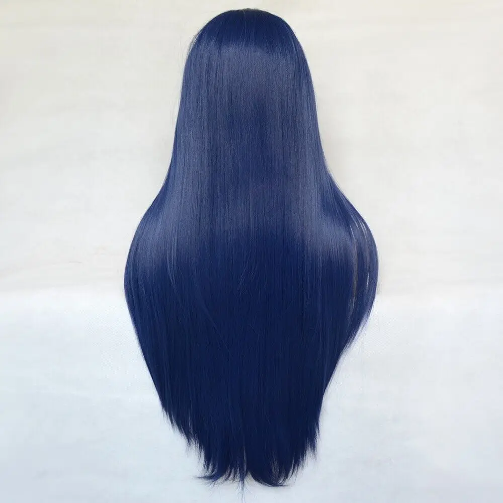 24inch Cosplay Wigs Heat Resistant Synthetic Straight Dark Blue Party Women