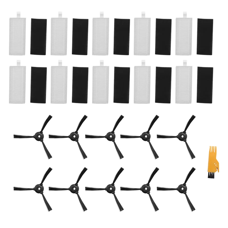 10 Filters & 10 Side Brushes for Lefant M201 T700 M520 M571 M501B M301 Robot Vacuum Cleaner Replacement Accessories Kit