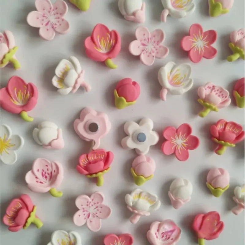 12pc Resin Fridge Magnets Peach Blossom Cherry Flower Pastoral Creative Refrigerator Magnetic Sticker Message Whiteboard Sticker