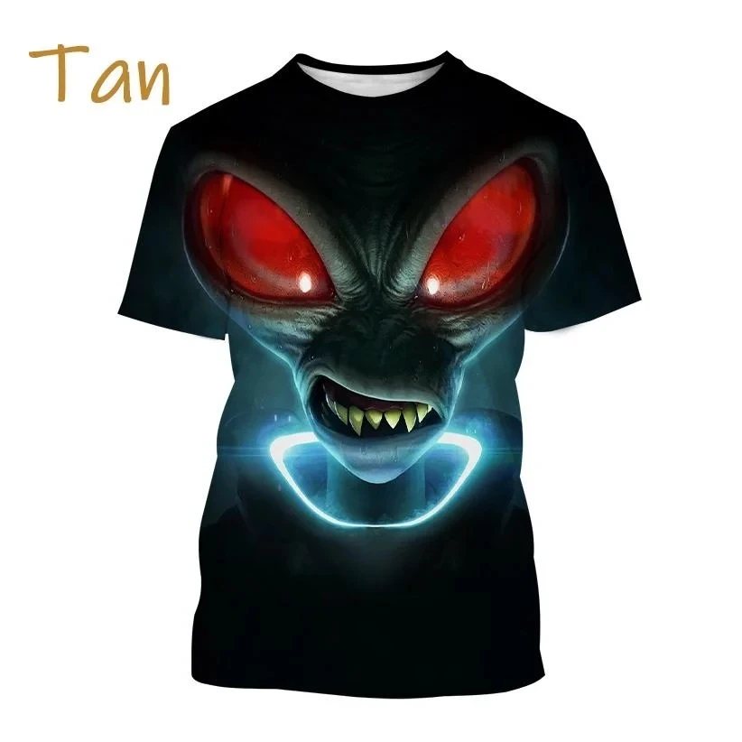 New Alien Image Series Fun Printed Casual T-shirt Role Playing Men\'s Unisex Hip Hop Round Neck Short Sleeve