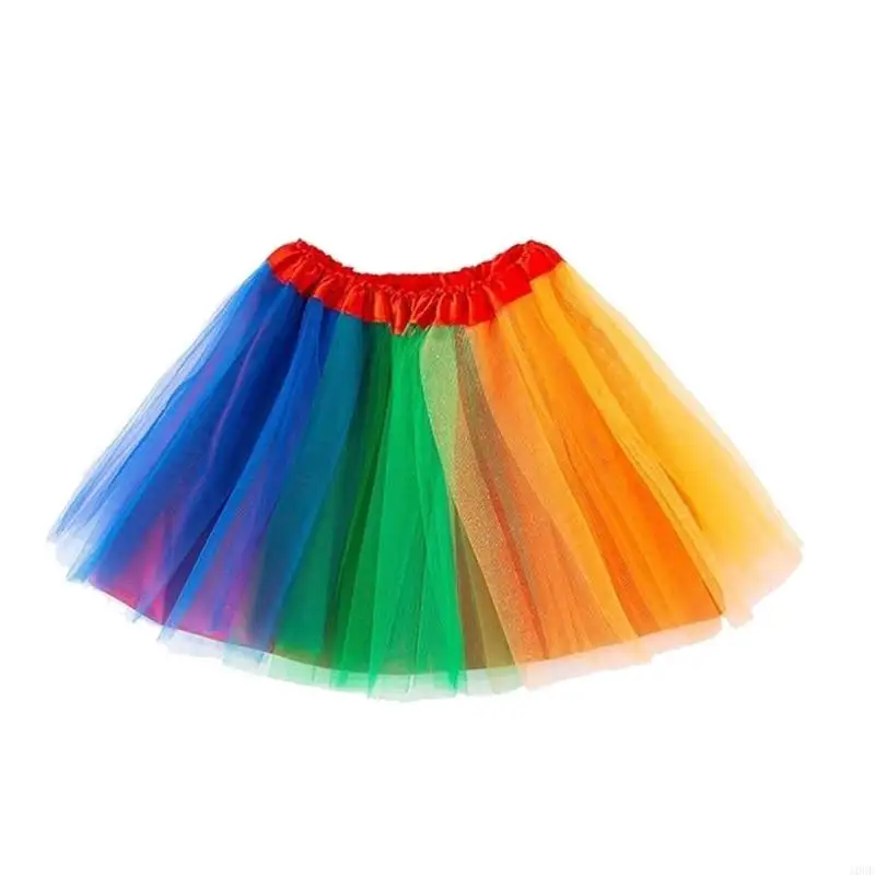 Soft Tulle Girls Christmas Halloween Cosplay Costumes Jupe Mesh Jupe colorée Jupe Tenues Rainbow Tutu Jupe courte