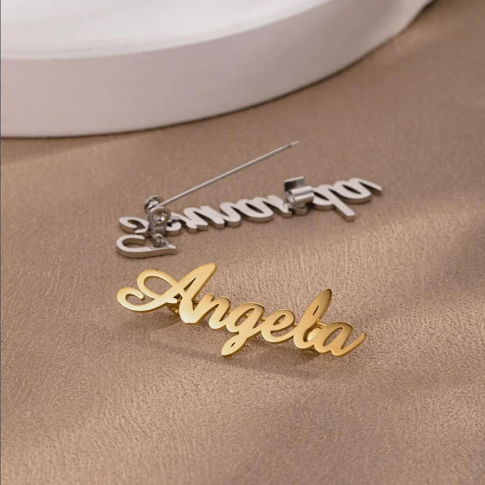 

Custom Name Lapel Pin, Personalized Brooch, Script NameBadge, Unique Gift for Her, Groomsmen Gift
