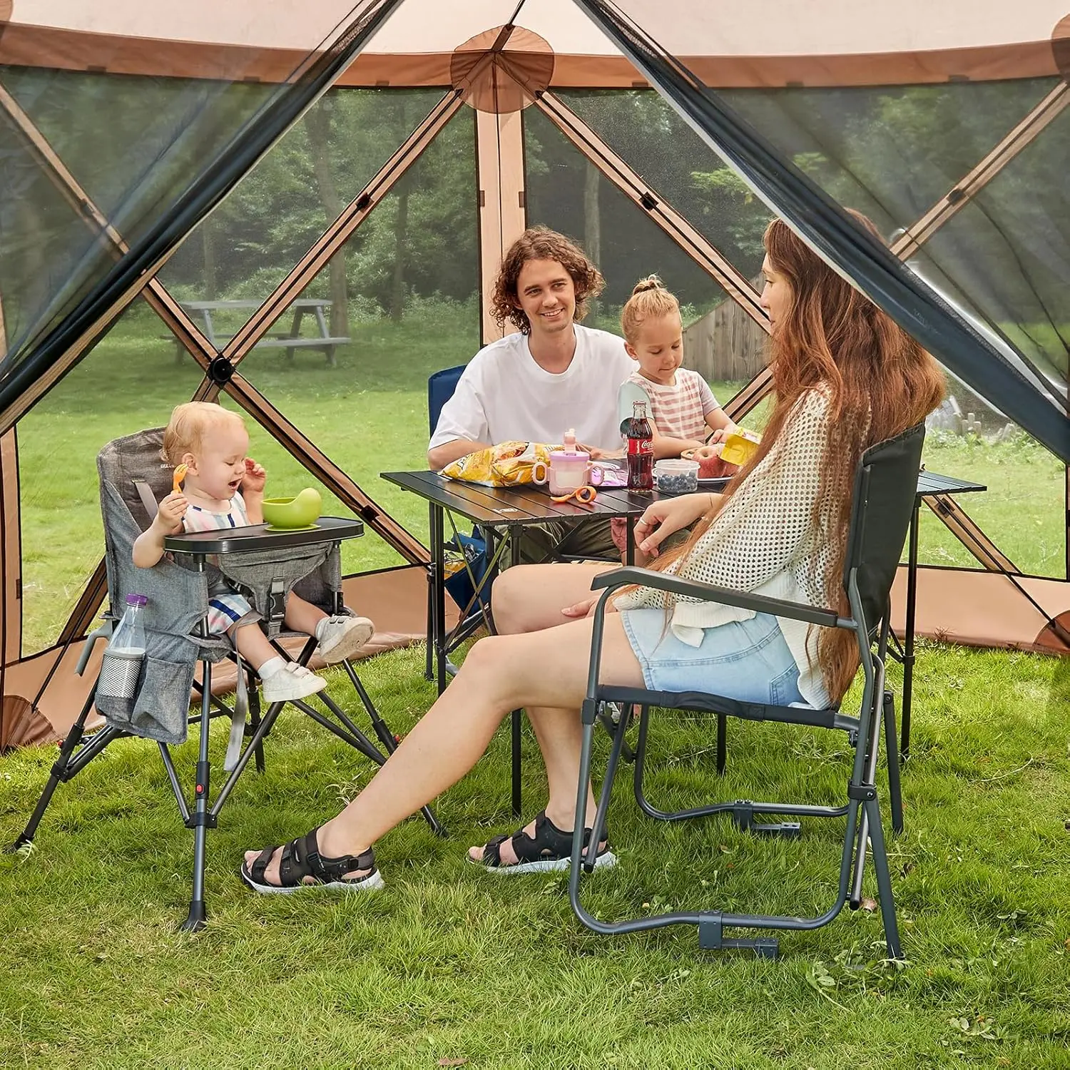 Pop Up Gazebo Screen House Tent for Camping 11.5 ft for 8-10 Person Instant Canopy Shelter with Netting Portable for Outdoor