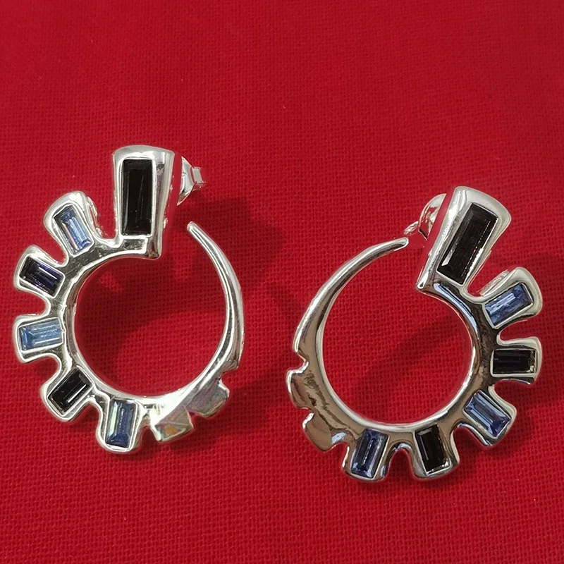 Boucles d'oreilles en argent cristal coloré pour femmes, fouet de conception exagérée, cadeau de bijoux, européen et américain, nouveau