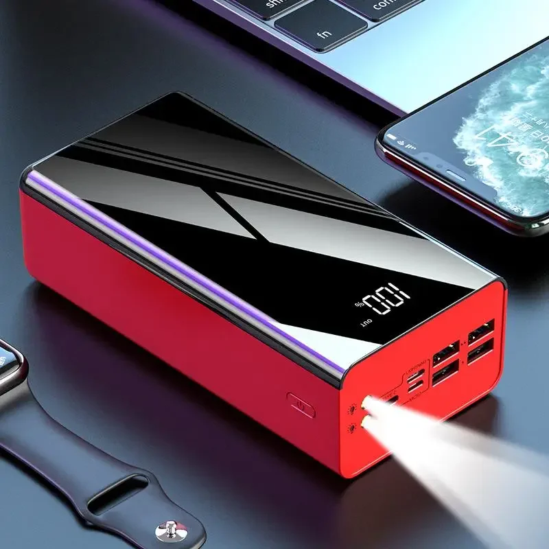 Power Bank 80,000 MAh Large-capacity Power Bank 2A Fast Charge Universal Mobile Power Supply Red Power Bank Phone Accessories