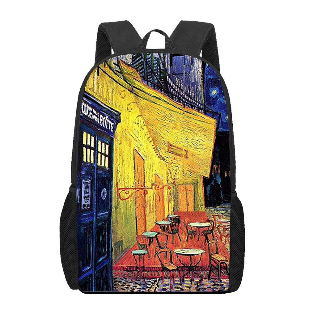 Mochila escolar con estampado 3D de Pintura Artística de Van Gogh para niños, niñas, adolescentes, bolsa de libros para niños, bolso de hombro informal, mochila de gran capacidad