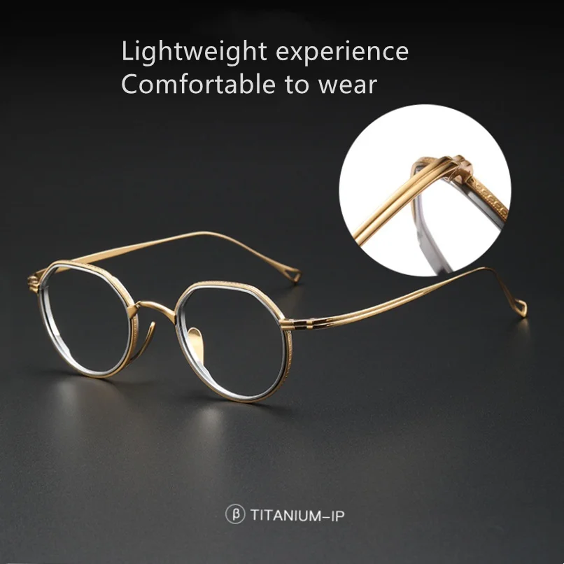 Japanese Style Fashion 10g Ultra-Light  Pure Titanium Frame Double-loop design eyeglasses KMN1231