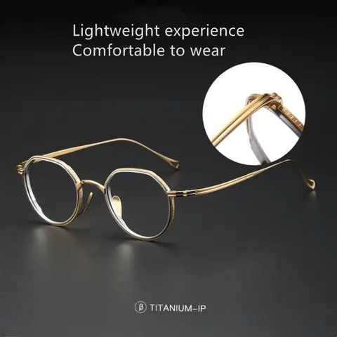 초경량 순수 티타늄 프레임 더블 루프 디자인 안경, 일본 스타일 패션, KMN1231, 10g