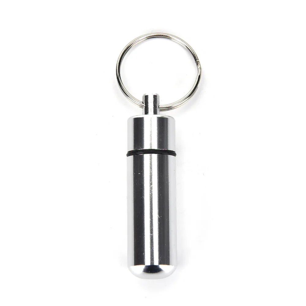 1pc Waterproof Pill Box Case Mini Pills Box Container Stainless Steel/Aluminum Alloy Medicine Bottle Keychain For Outside