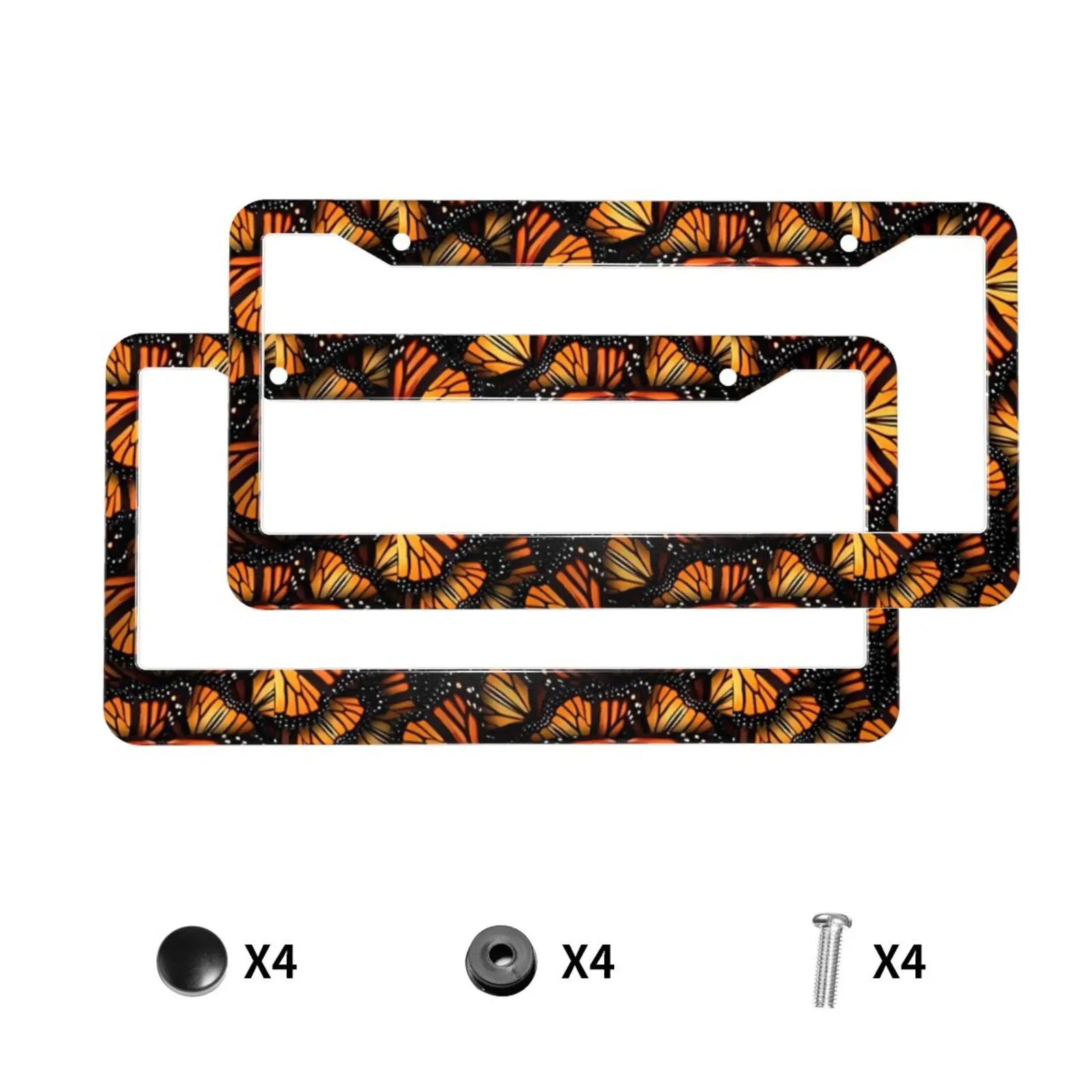 Orange Monarch Butterflies Print Car License Plate Frame 2 Pack License Plate Holder with 2 Holes Car Tag Frame for Women Men