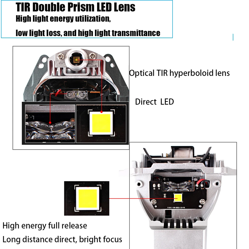 مصابيح عدسات ضوئية ليد ثنائية ، إكسسوارات مصابيح أمامية للسيارة ، 3 "، 4 ضوء مباشر ، مصابيح ليد عالية الدقة لـ NHK ، Qingtian Plus