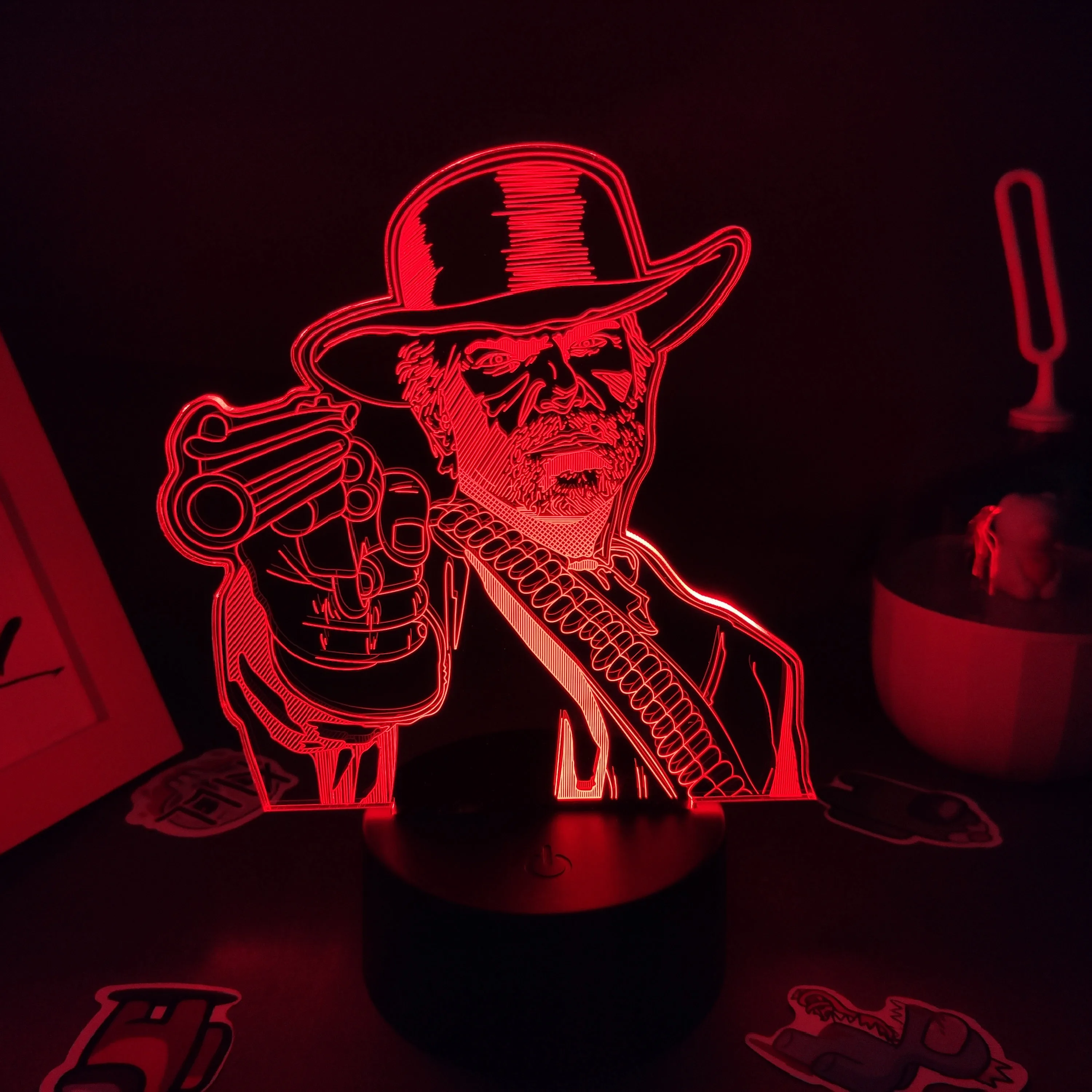 Red Dead Redemptions 2 Game Figure Arthur Morgan Lamp Led Rgb Night Light Cool Cadeau Vriend Gaming Room Tafel Kleurrijke Decoratie