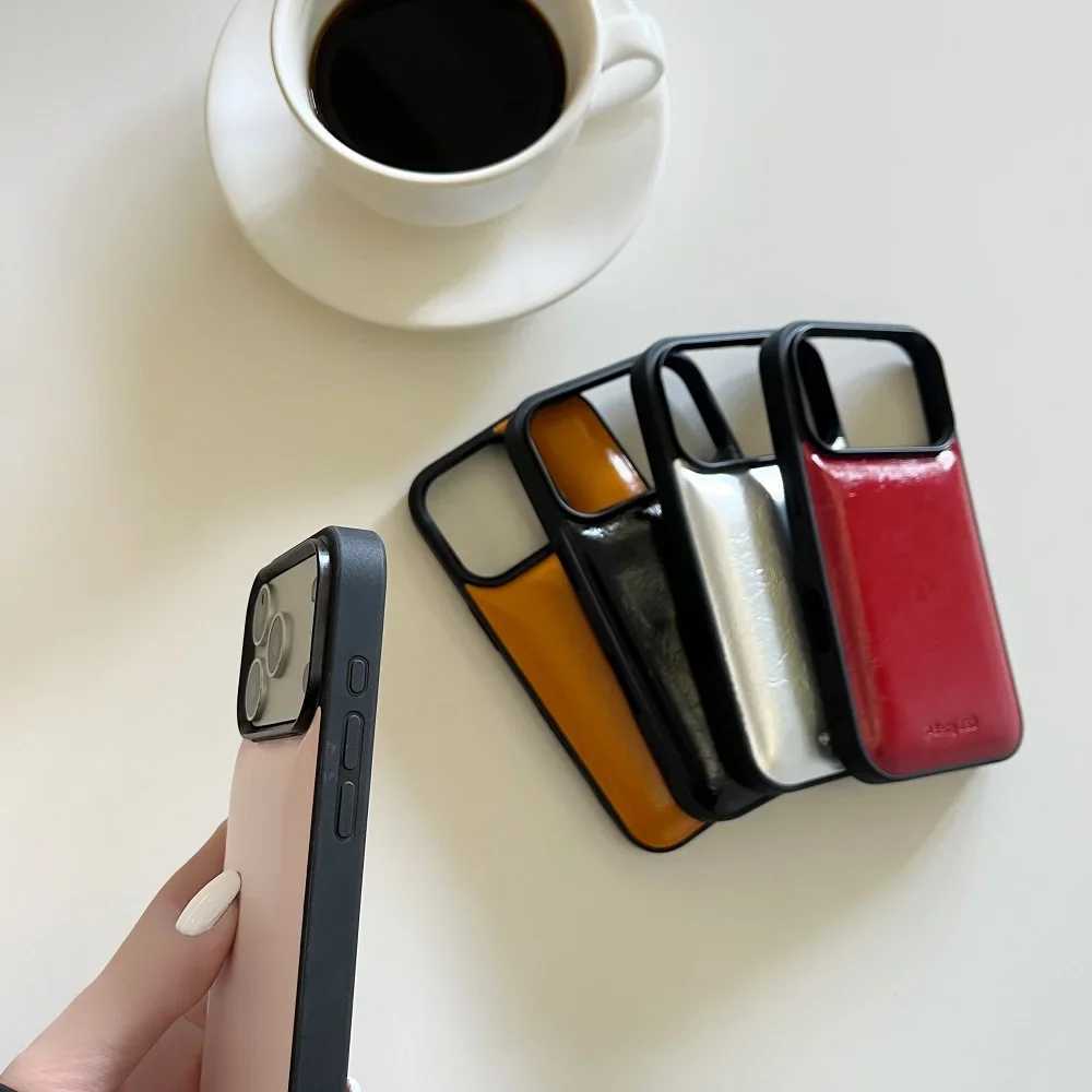 

Модный глянцевый кожаный чехол для телефона IPhone 161 5 14 13 Pro 16 15 Pro Max 17 ProMax, противоударный чехол с защитой объектива