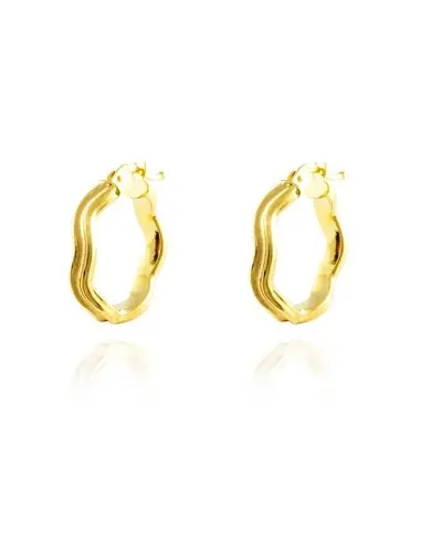 Earrings women 18k gold wavy hoops 20x3mm matte & shine