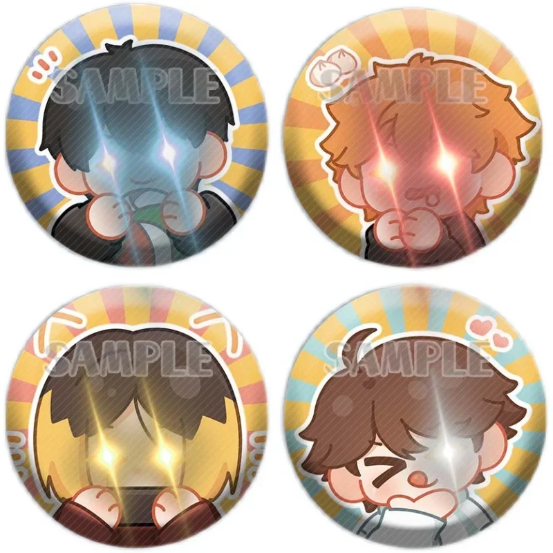 จัดจําหน่ายอนิเมะ!! Oikawa Tooru Tobio Kageyama Shoyo Hinata Kozume Kenma Kospy Shine Give Out Light Flash 58Mm Badge Ornament