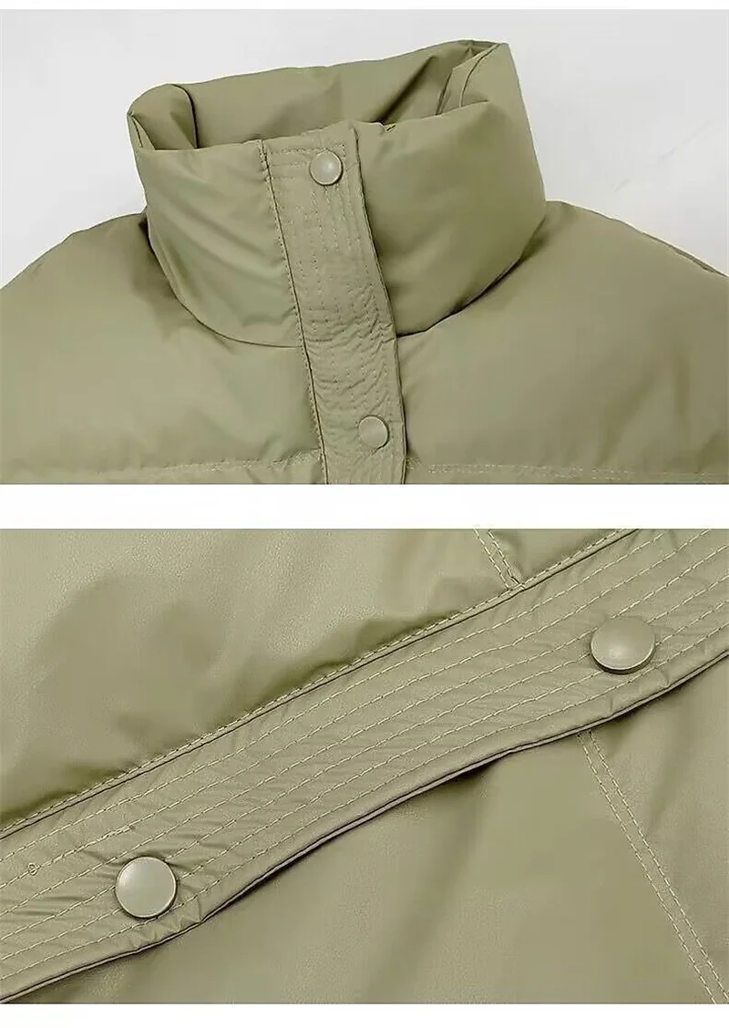 Winter Parkas Thick Bread Coat2026New Disposable PU Leather Down Cotton-Padded Jacket Women Short Warm Cotton Padded Coat Female