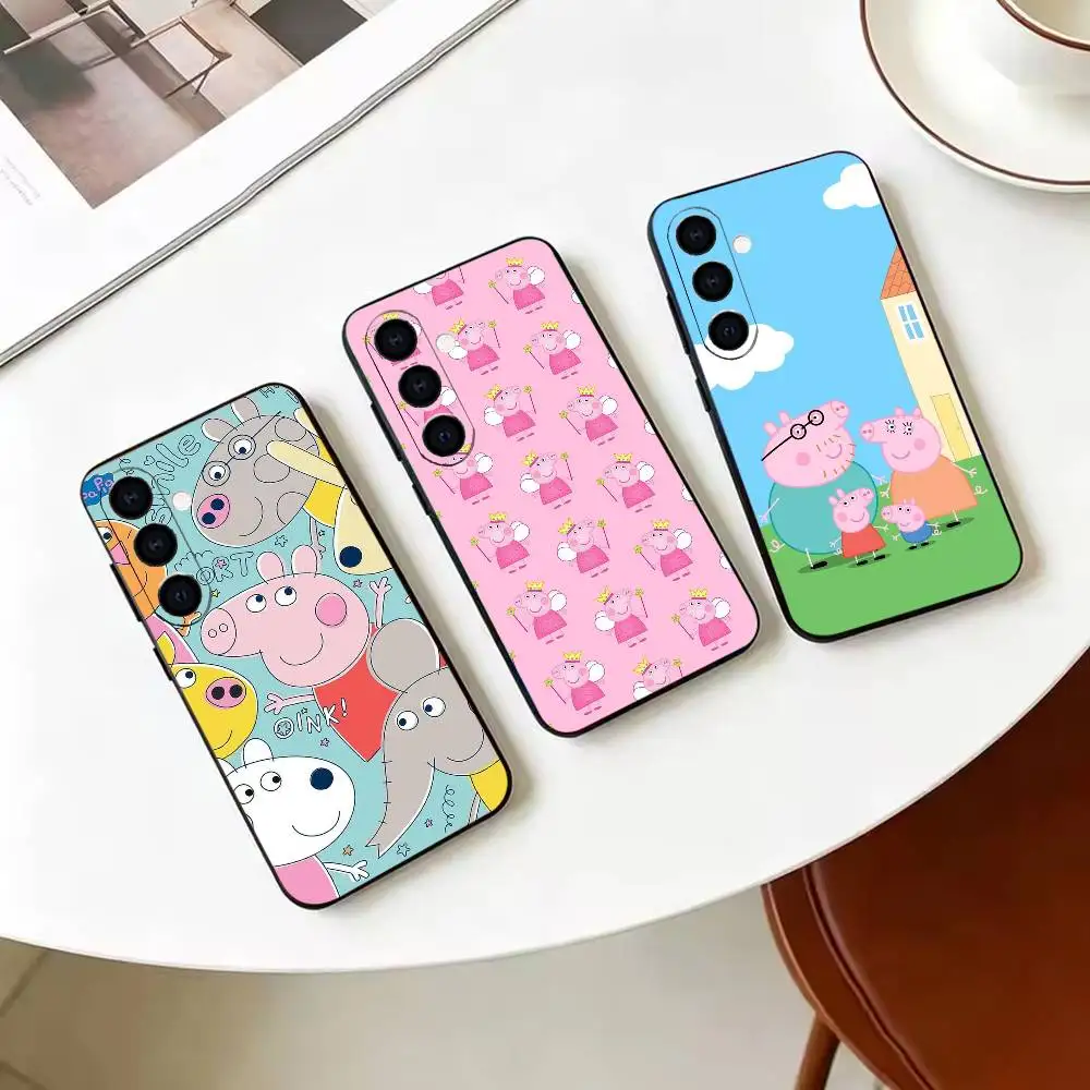 Cartoon P-Pink Peppa Pig   Black Soft Silicone Shockproof Case For Samsung A70/A71/A51/A52/A53 & Other Models