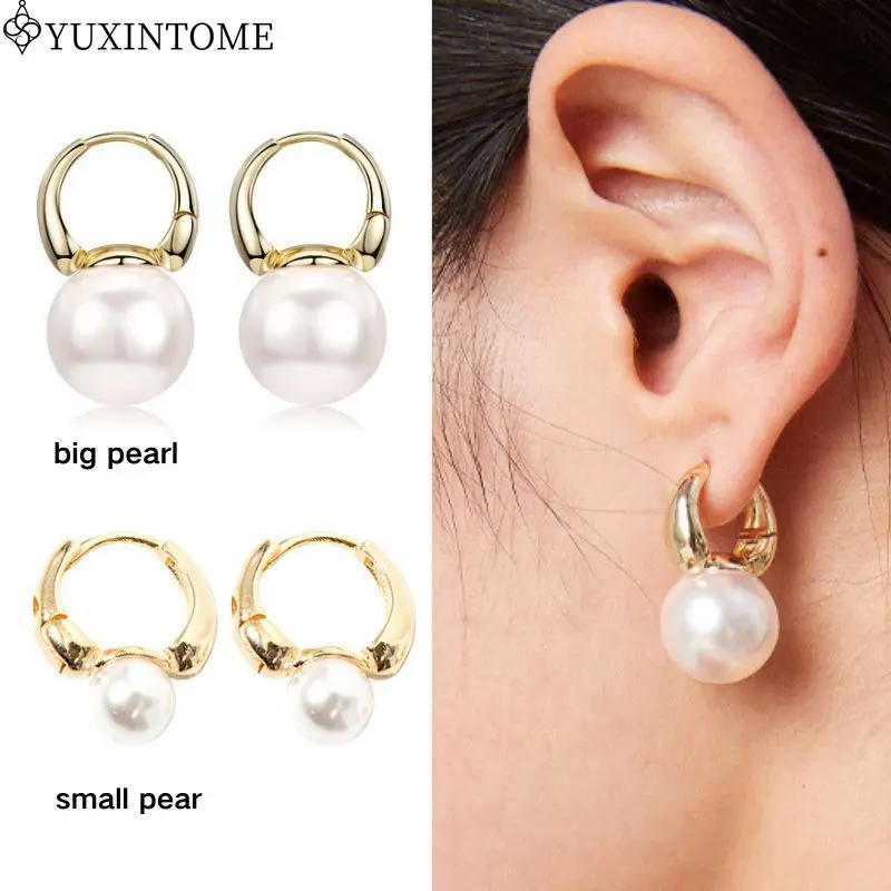 

925 Sterling Silver Ear Needle French Large Pearl/Small Pearl Hoop Earrings Retro Metal Earrings Women's Fashion Wedding Jewelry