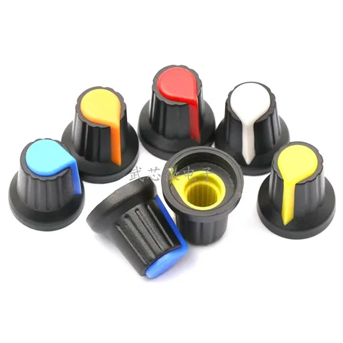 12pcs Potentiometer knob switch ( button A variety of colors) AG2 Plastic knob for Diameter 6mm Plum Handle WH148 switch cap