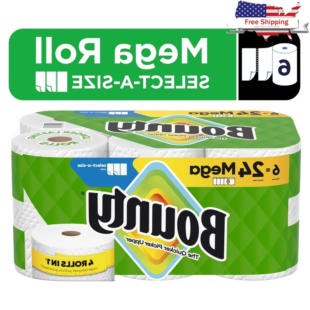 

Бумажные полотенца высшего размера, 6 мега рулонов, 164 листов в рулоне, высоко впитывающая, прочная текстура, быстрая очистка, домашние сообщения