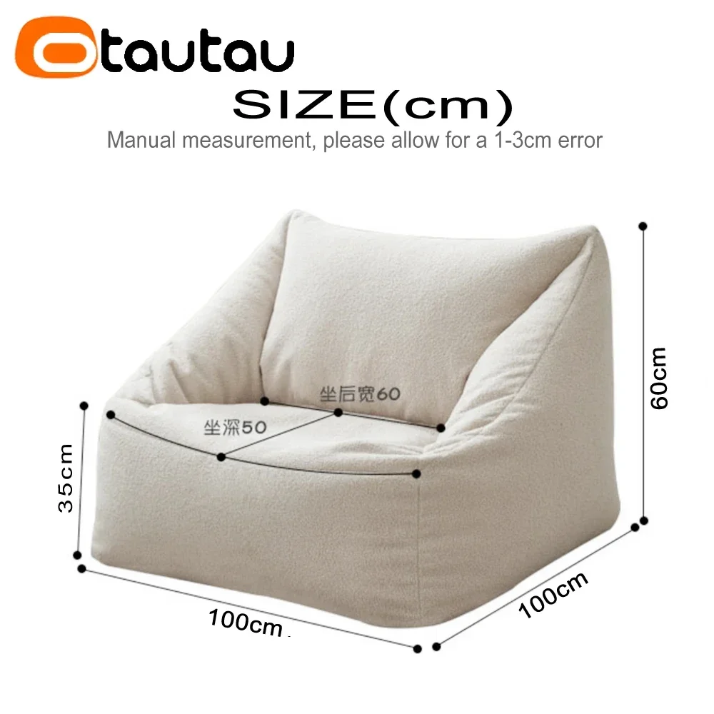 OTAUTAU Plus Duży Faux Cashmere Fleece Bean Bag Cover No Filler Adult Beanbag Chair Pouf Ottoman Sac Floor Seat Sofa Couch SF023