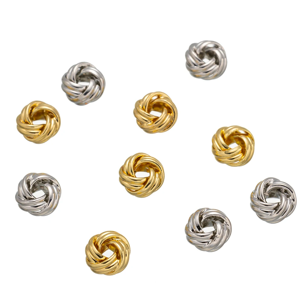 5/10Pcs 14K Golden Plated Brass Weave Round Spacer Beads For DIY Handmade Bracelets Necklaces Jewelry Accessories Wholesale