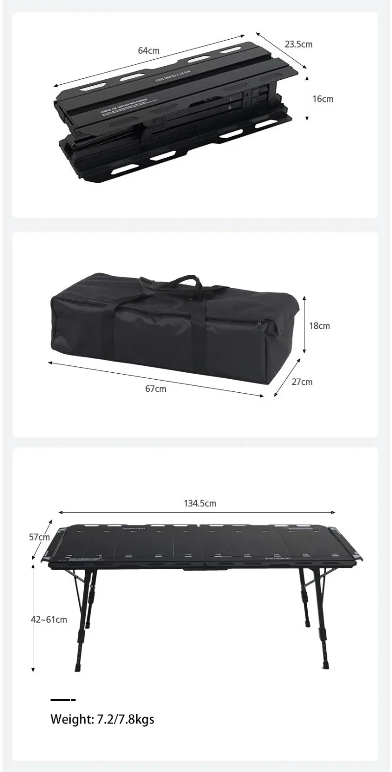 

Portable Camping Folding Table Adjustable Leg 5 Unit Aluminum BBQ Camping Table