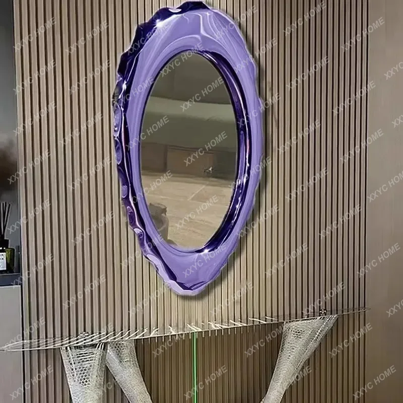 XXCustomized Modern Stainless Steel Mirror Decoration Model Room Living Room Geometric Wall Decoration Wash Mirror