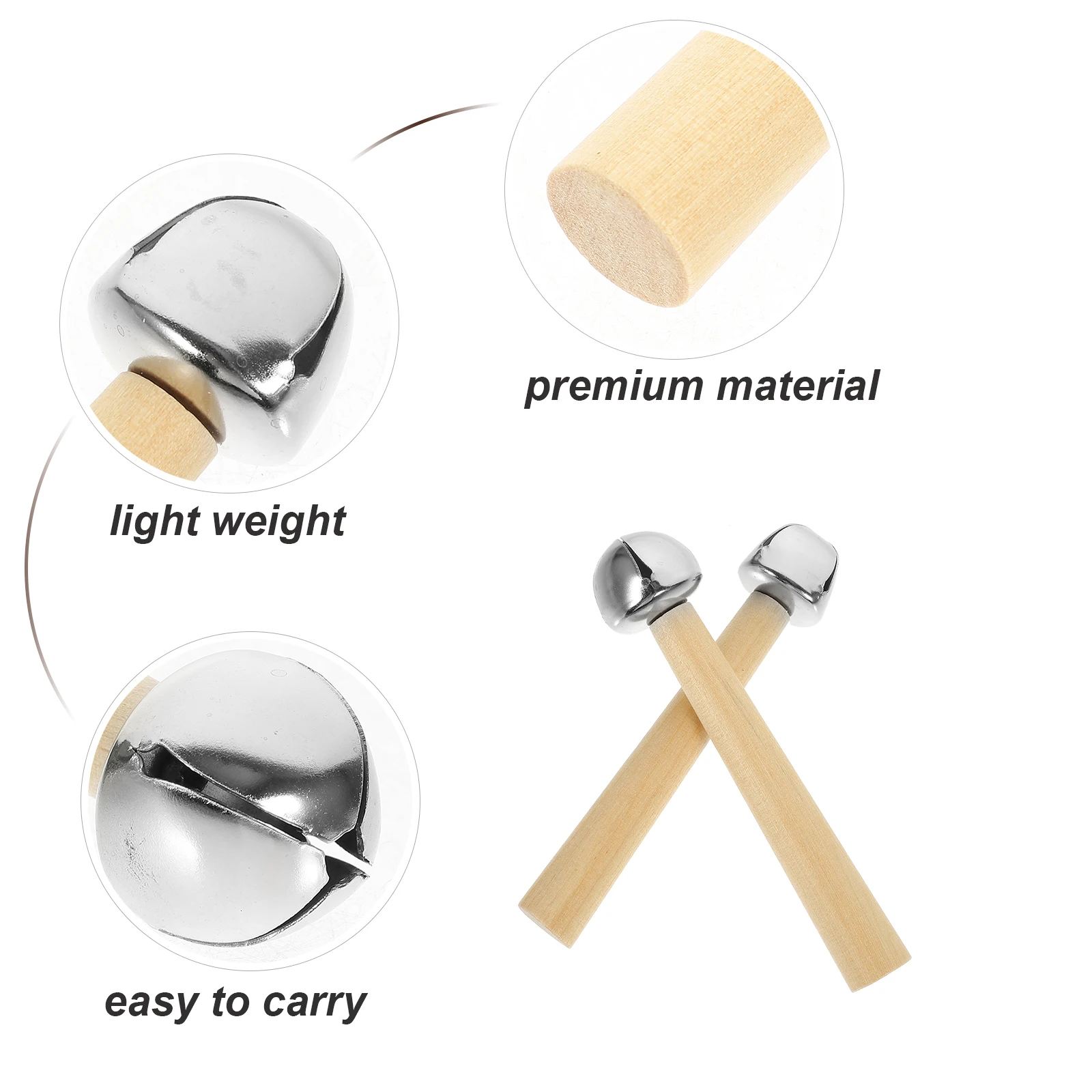 

6 PCS Bell Teaching Aids Kids Musical Instruments Iron Wood Preschool Learning Toys Rattle Shaker Toddler Baby Gift