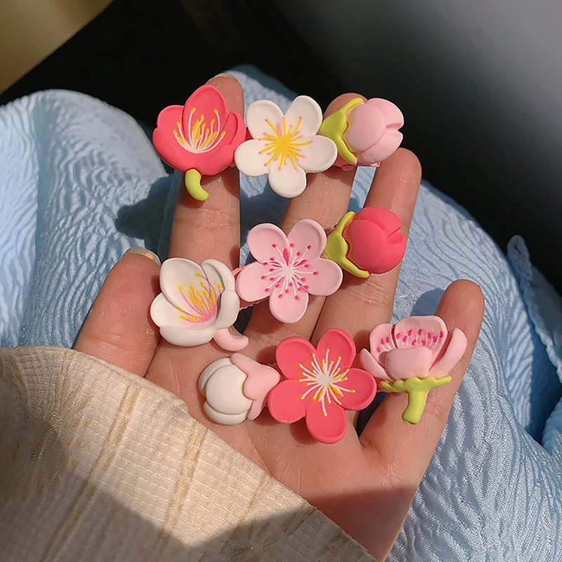 

Fashion Sweet And Cute Pink Cherry Blossom Peach Blossom Hairpin Girl Korean Version Sweet Flower Hairpin Hair Accessories