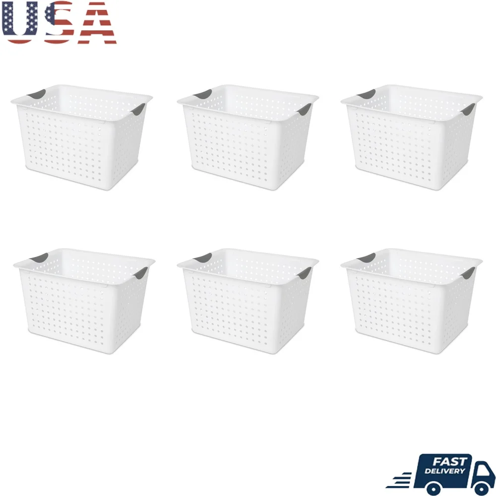 

Deep Ultra Open Plastic Storage Bins Multifunctional Organizers Kitchen Bathroom Bedroom Office Clutter Control 6 Count