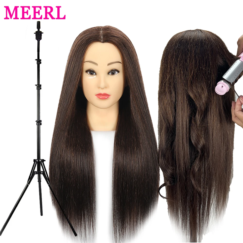 

85%Real Hair Doll Head For Hairstyle Professional Training Head Kit Mannequin Head Styling To Practice Hot Curl Iron Straighten