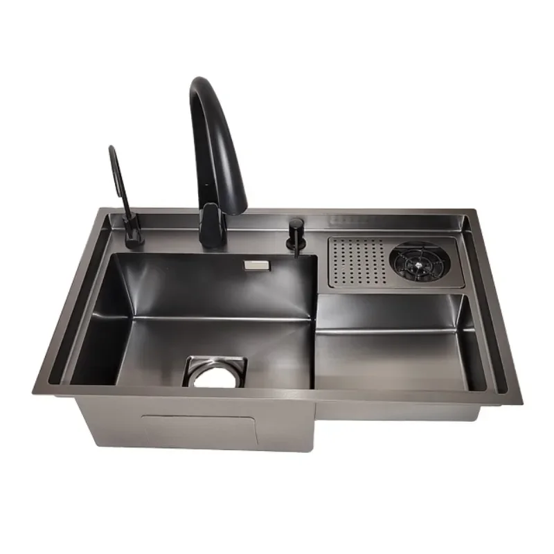 Complete Whole Set Waterfall Kitchen  Big Single Bowl  Steel Modern Polished kitchen sink sink kitchen double sink