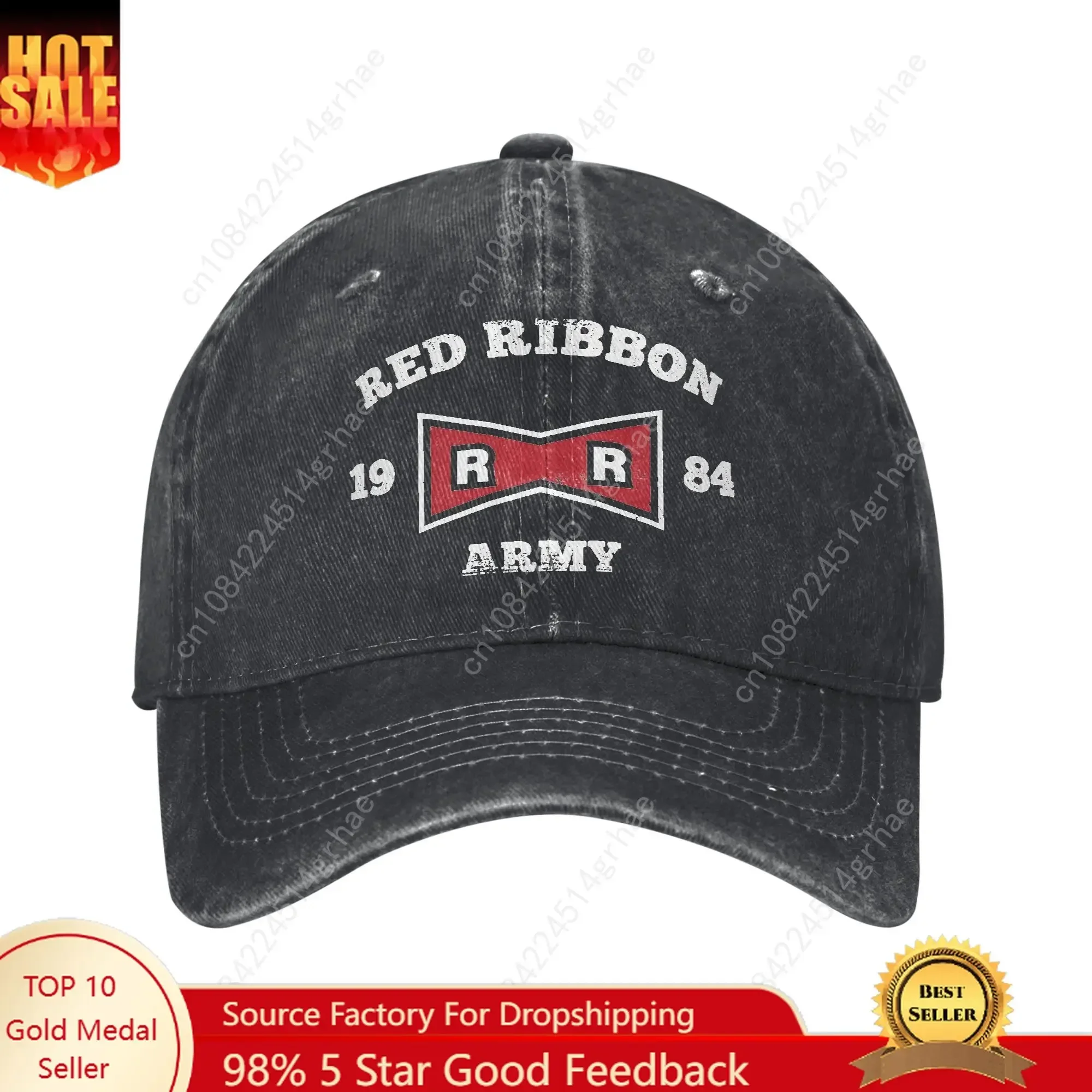 Red Ribbon Army 1984 Unisex Baseball Cap Anime Distressed Cotton Hats Cap Retro Outdoor Running Golf  Unstructured Soft Headwear