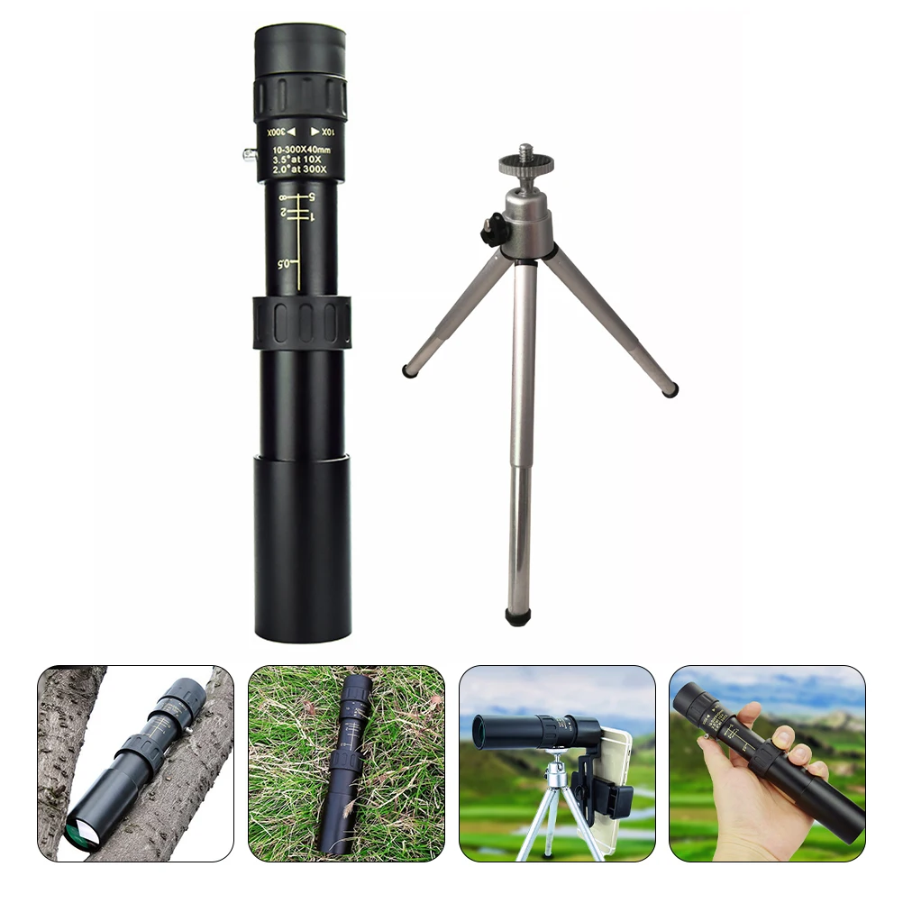 

High Power Zoom Monocular 10-300X40Mm Hd Telescope For Bird Watching Hunting Hiking Concerts Outdoor Camping Portable With