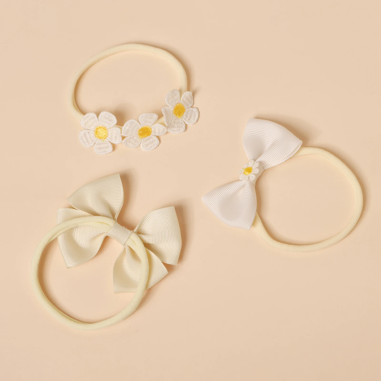 6 stuks beige nylon haarband verschillende stijlen boog hoofdtooi accessoires voor baby meisjes foto decor verse hoofdband dagelijks gebruik