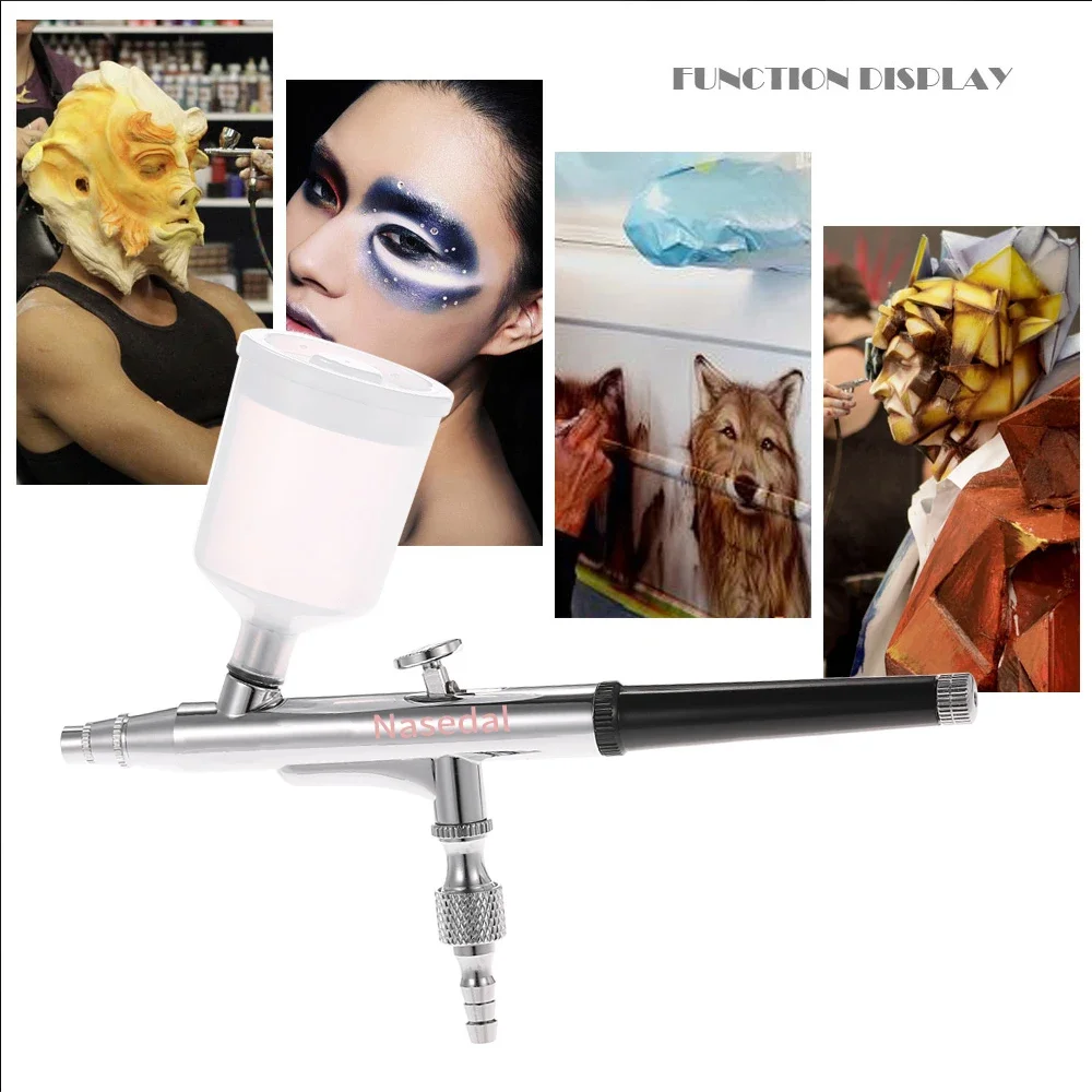 Imagem -05 - Nasedal-pistola de Aerógrafo Dupla Ação 20cc 40cc Alimentação por Gravidade Air Brush Bolo Tatuagem Unhas Maquiagem Ferramenta de Pintura Automóvel 03 mm