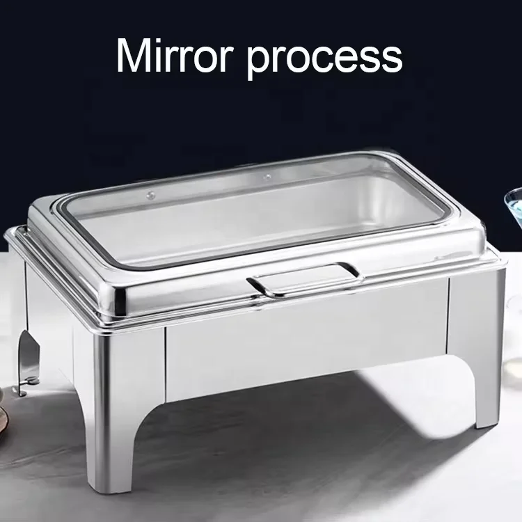 New Design Rectangle Gold Chaffing Dish 201Stainless Steel Food Warmer 9l Chafing Dishes Buffer Set For Wedding Party
