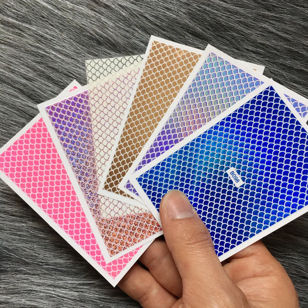 3d neon snake design da pele arte do prego adesivo colorido fluorescente peixe escala decalques a laser decoração manicure auto-adesivo slider