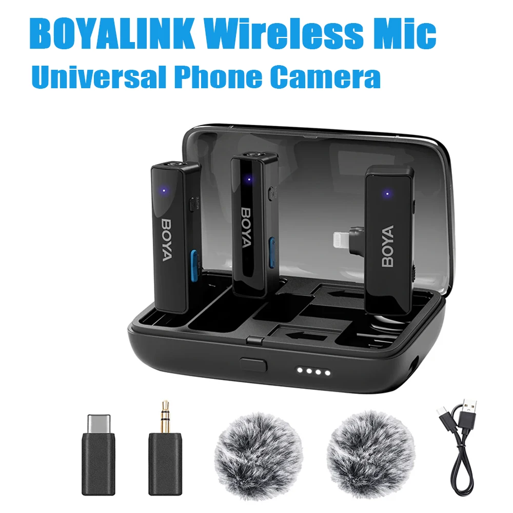 BOYALINK Professional Wireless Microphone Lavalier Lapel Mic For Gamer IPhone Android DSLR Camera Live Streaming Audio Recording