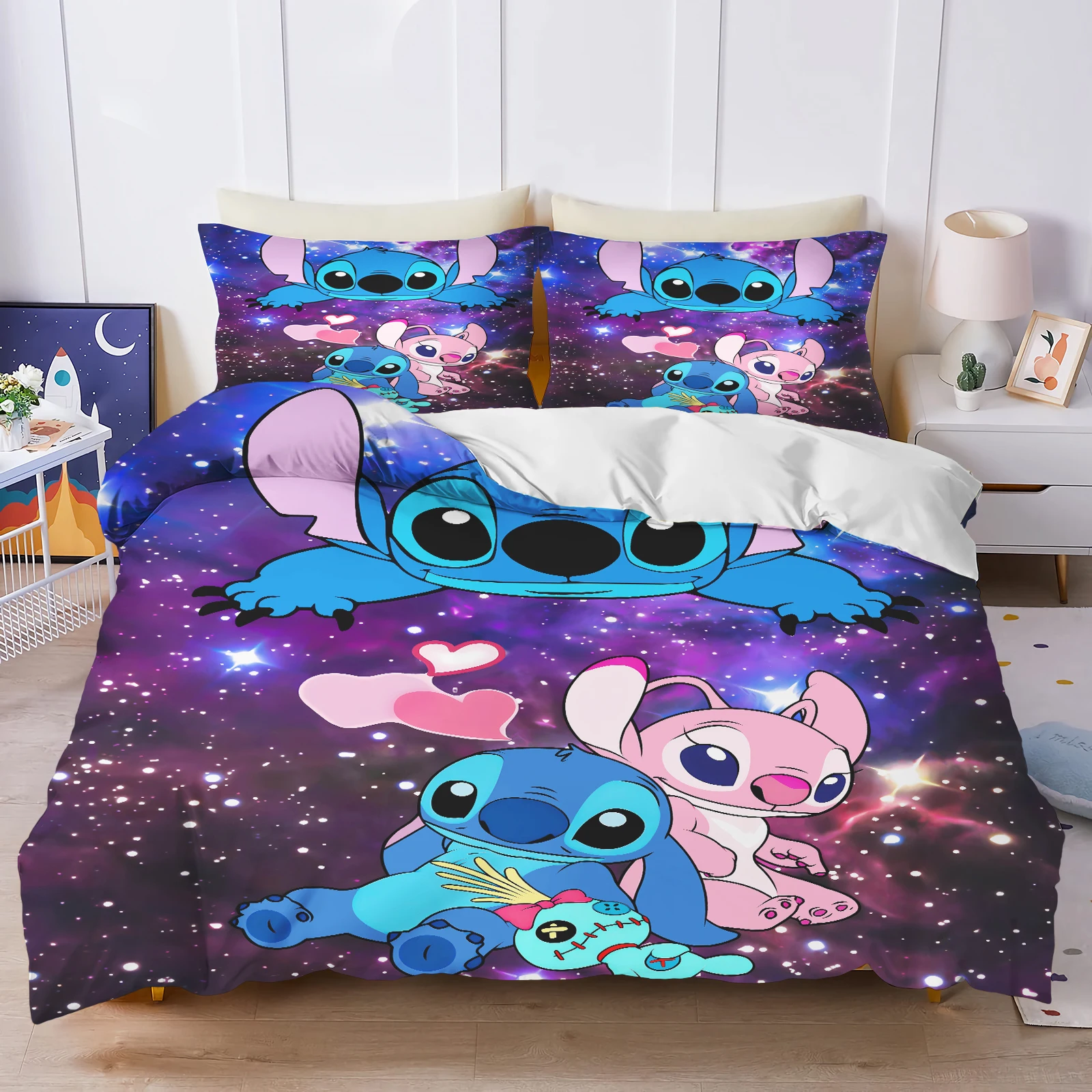 Stitch Duvet Cover Set Bedding Comforter Sets King Size  3D Children'S Bedding Set 3-Piece Christmas Gifts