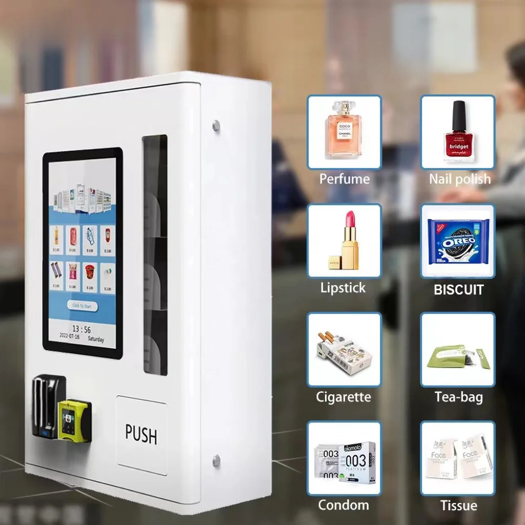 21.5 Inch Mini Touch Screen Age Verification Vending Machine Small Wall Mounted Credit Card Payment System ID Card Reader