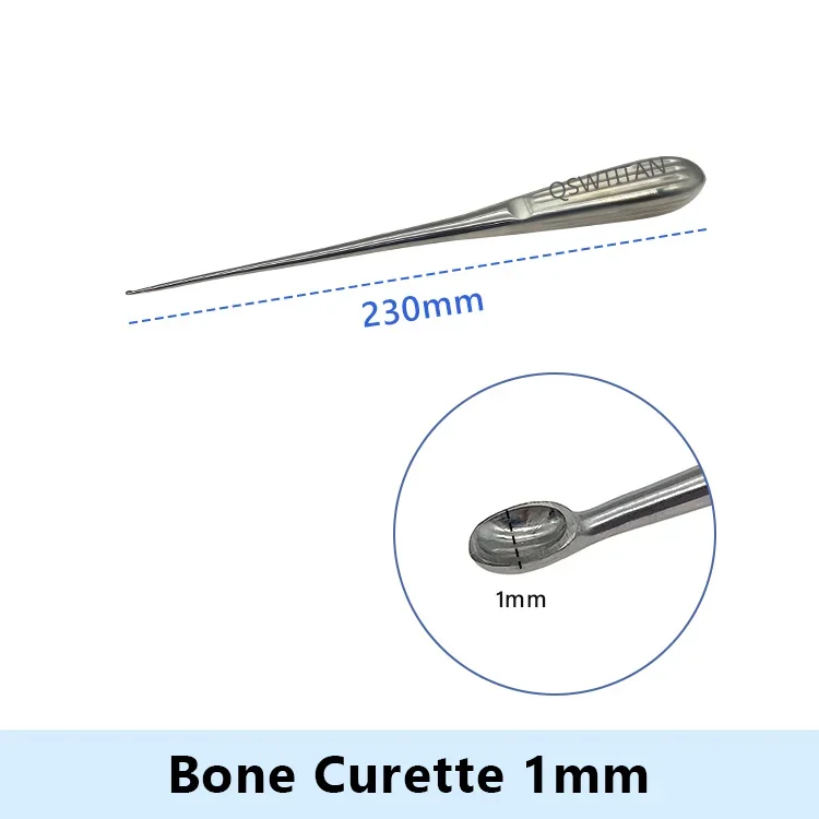 Bone Curette Stainless Steel 1-7mm Bone Spoon Orthopedics Instruments 1pc