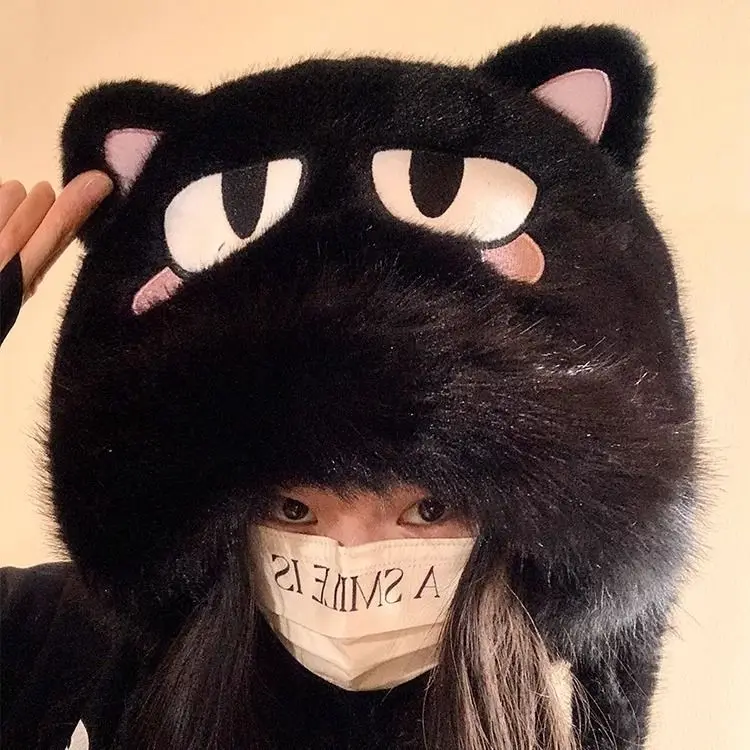 سميكة ودافئة الشتاء لطيف الكرتون أفخم قبعة مع الشتاء الدفء والحماية من البرد الصوف سميكة ركوب الأذن قبعة بلا أسنان Desi