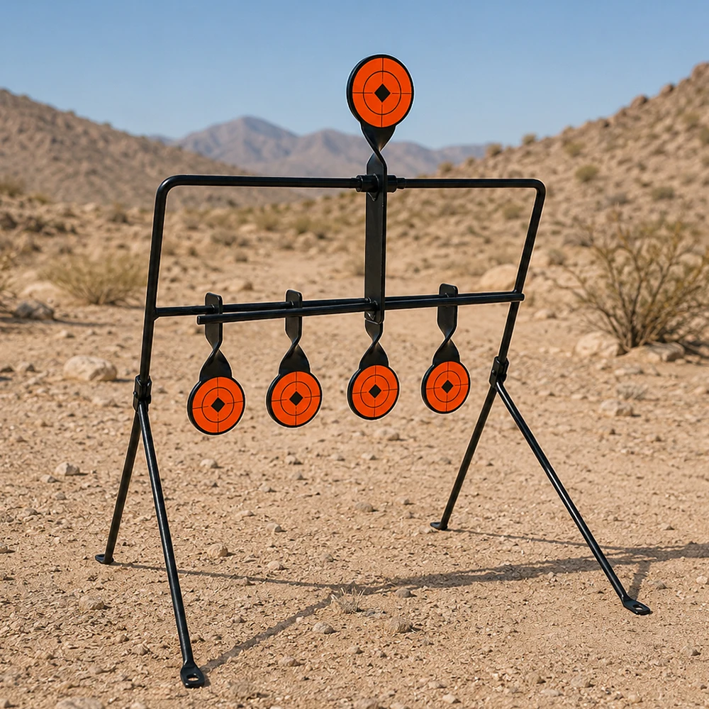hot‑selling-5‑target-carbon-steel-shooting-reset-target-metal-ground‑insert-wind-chime-target-folding-portable
