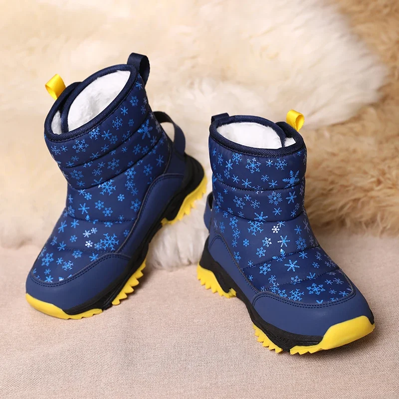 Novas crianças venda quente botas de neve para meninos inverno moda tênis meninas botas de neve quente esporte moda sapatos de couro