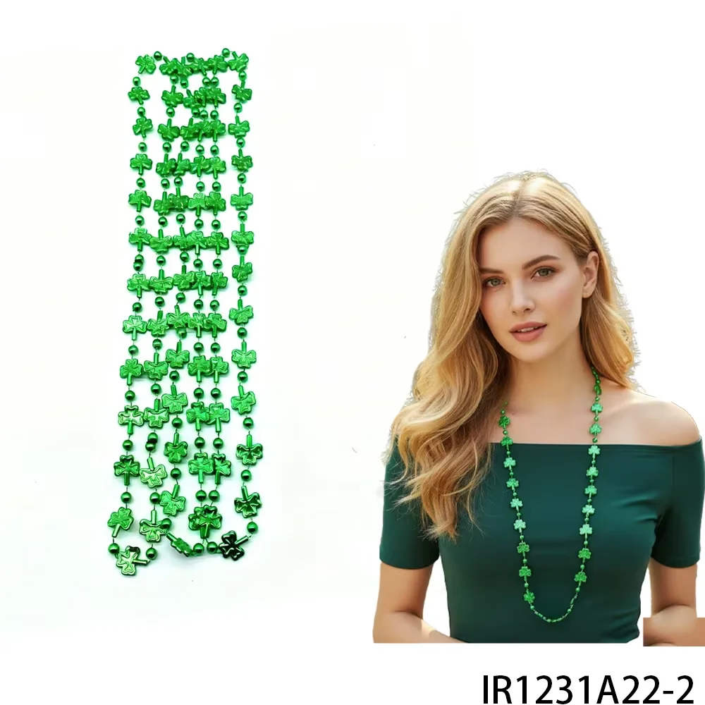 

PESENAR St. Patrick's Day Green Shamrock Bead Necklaces
