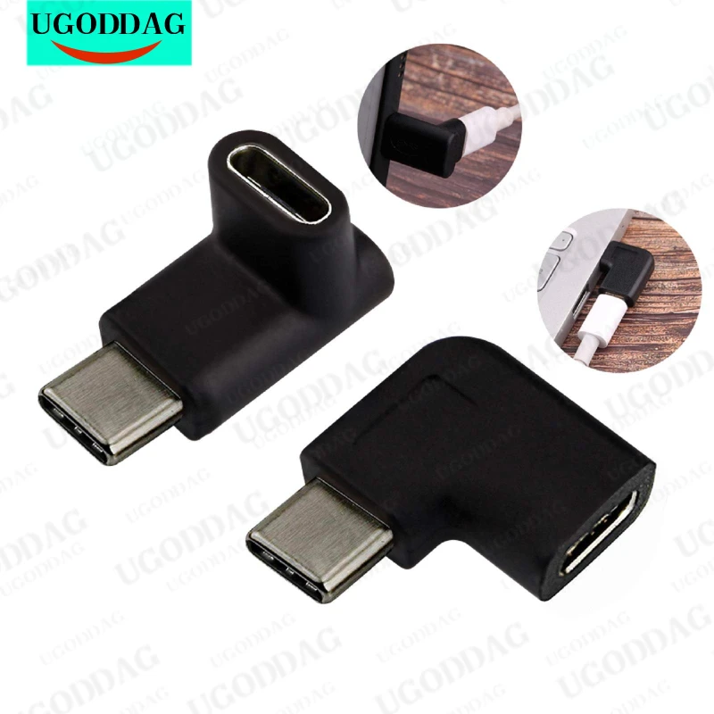 USB C Male to Female Adapter Type C 90 Degree Angled Right Left and Up Down Extension Connector for Laptop Tablet Mobile Phone